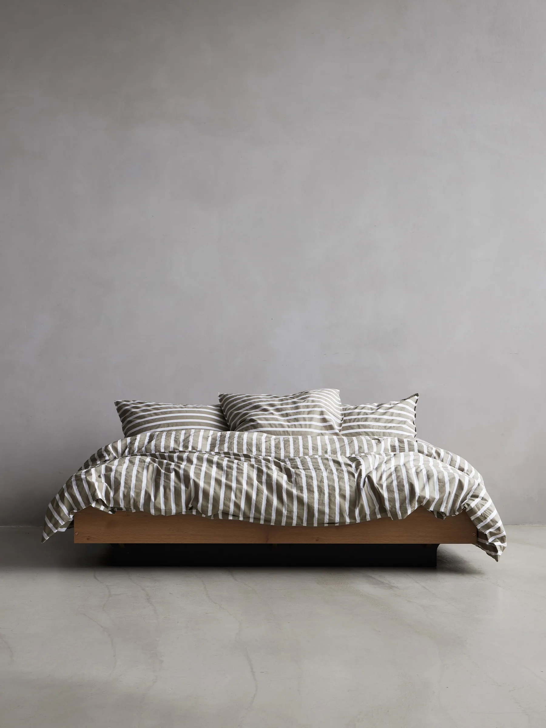 Tell Me More striped duvet cover cotton, Olive, 220x220 cm Tell Me More