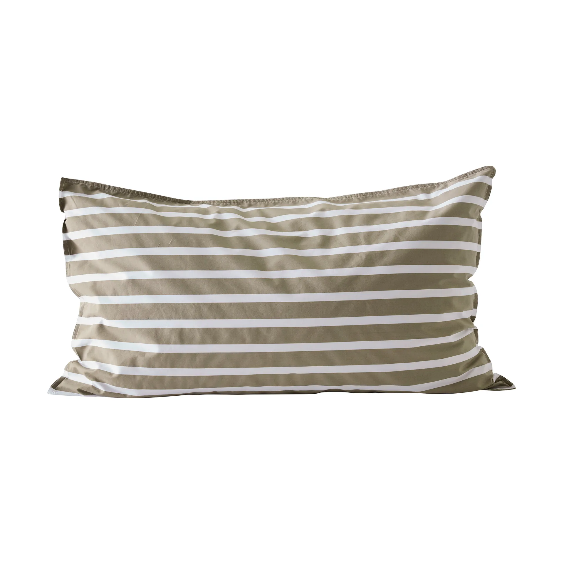 Tell Me More striped pillowcase cotton, Olive, 50×90 cm Tell Me More