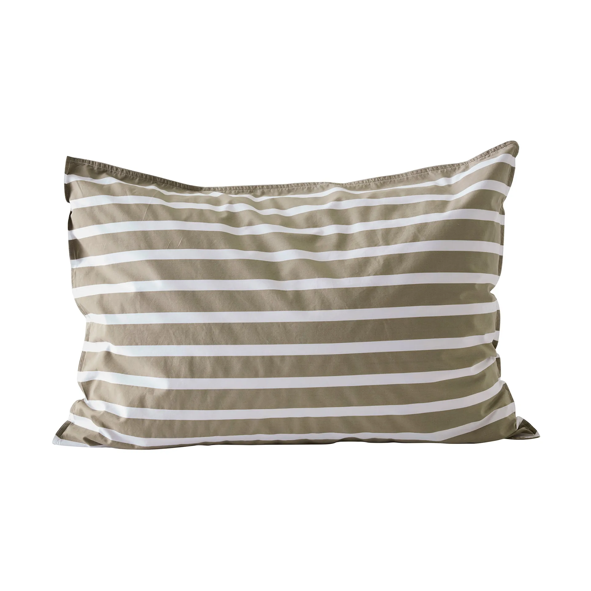 Tell Me More striped pillowcase cotton, Olive, 50x75 cm Tell Me More