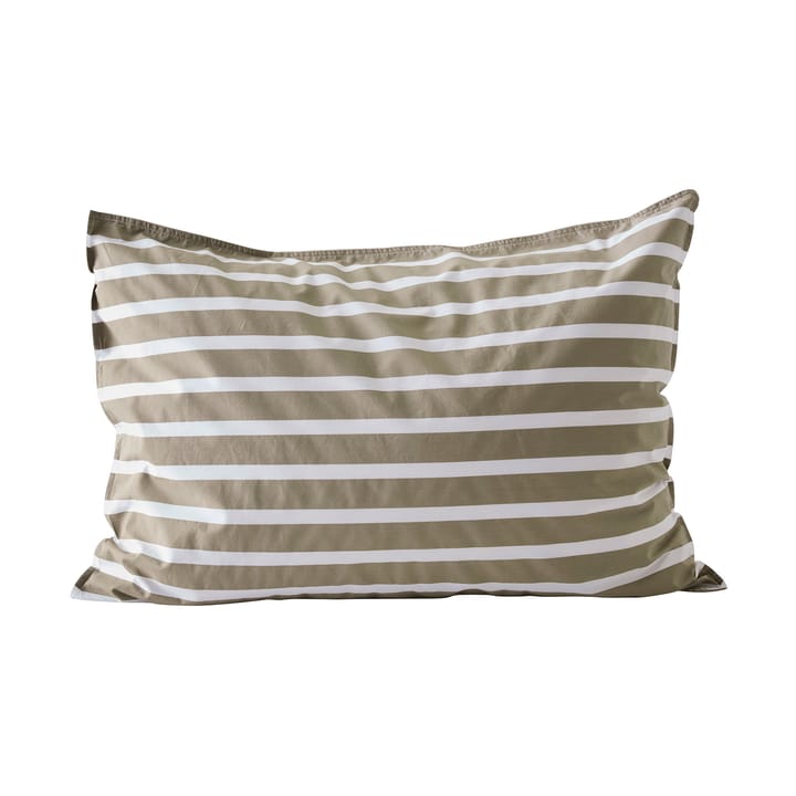 Tell Me More striped pillowcase cotton - Olive, 50x75 cm - Tell Me More