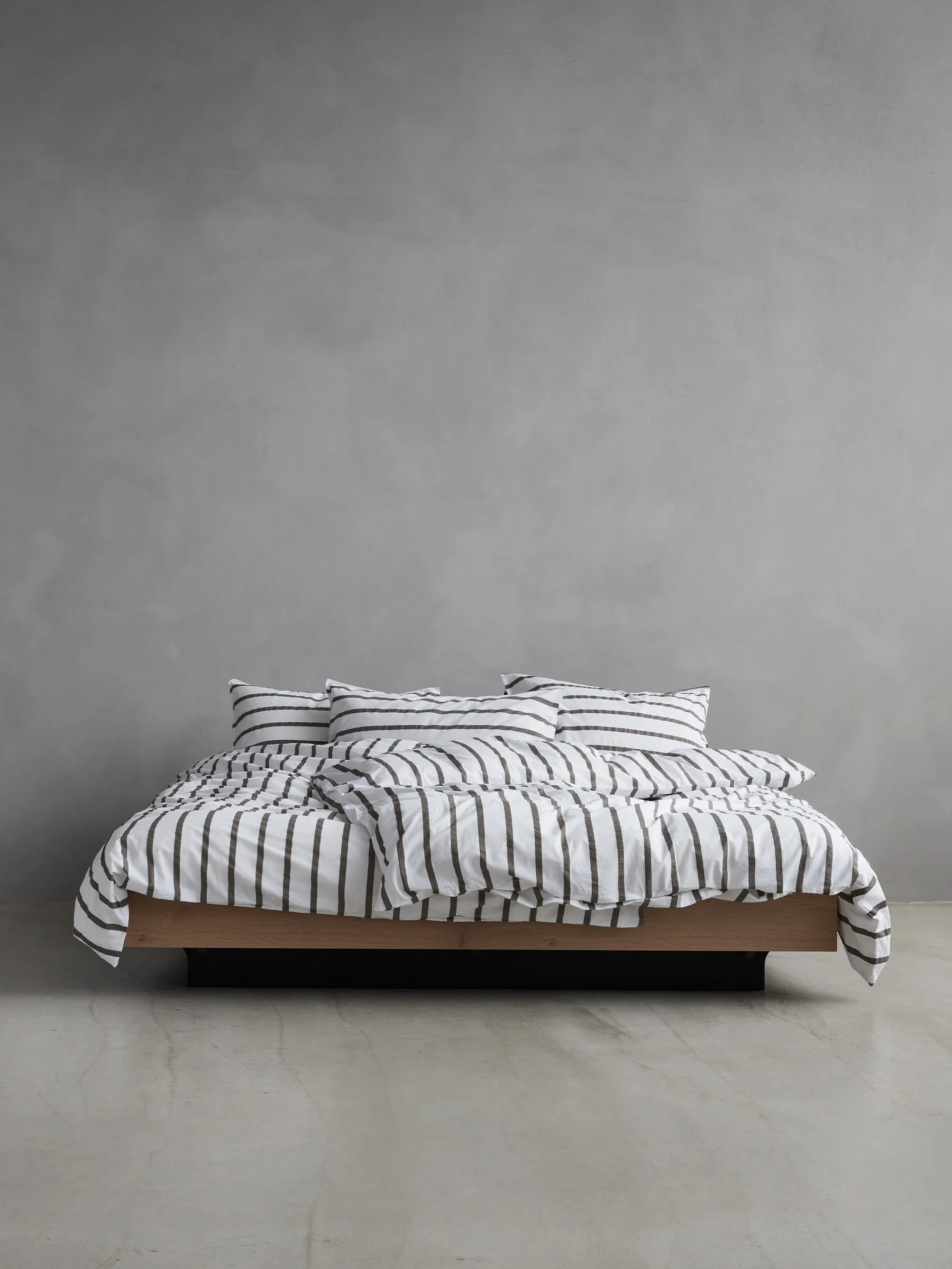 Tell Me More striped pillowcase cotton, Taupe, 50x75 cm Tell Me More