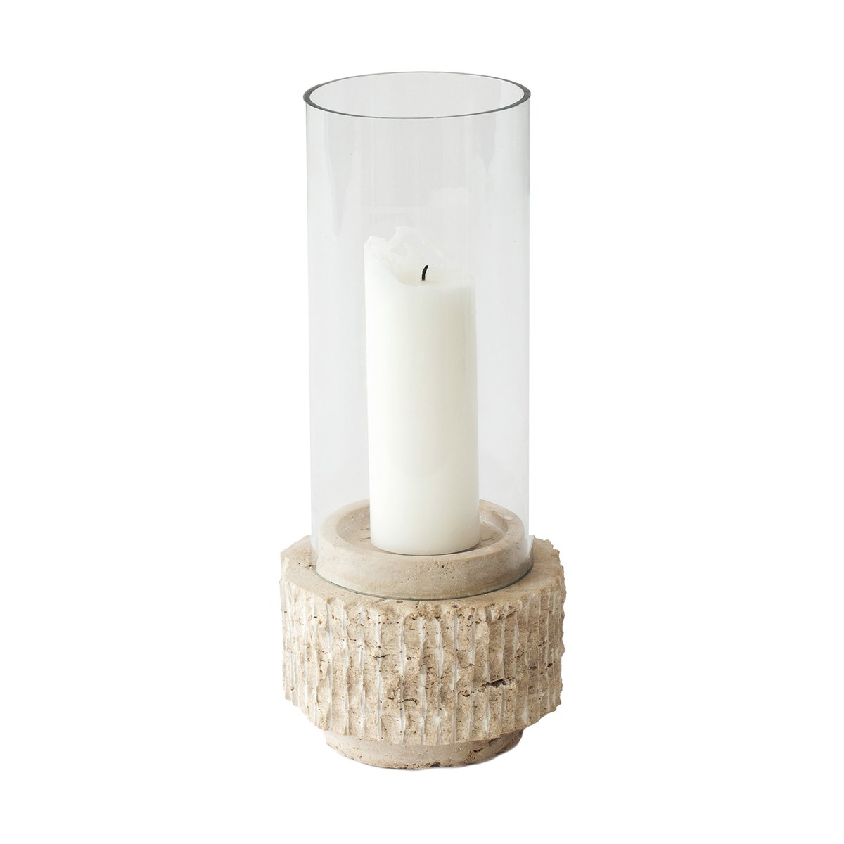 Tell Me More Travertine candle holder 30 cm | Scandinavian Design | Tea light holders, lanterns & candle dishes | Beige