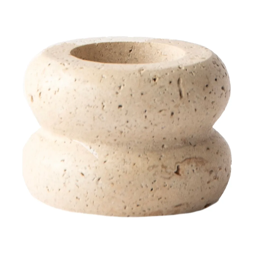 Tell Me More Travertine candle holder Small 5 cm | Scandinavian Design | Candle holders | Beige