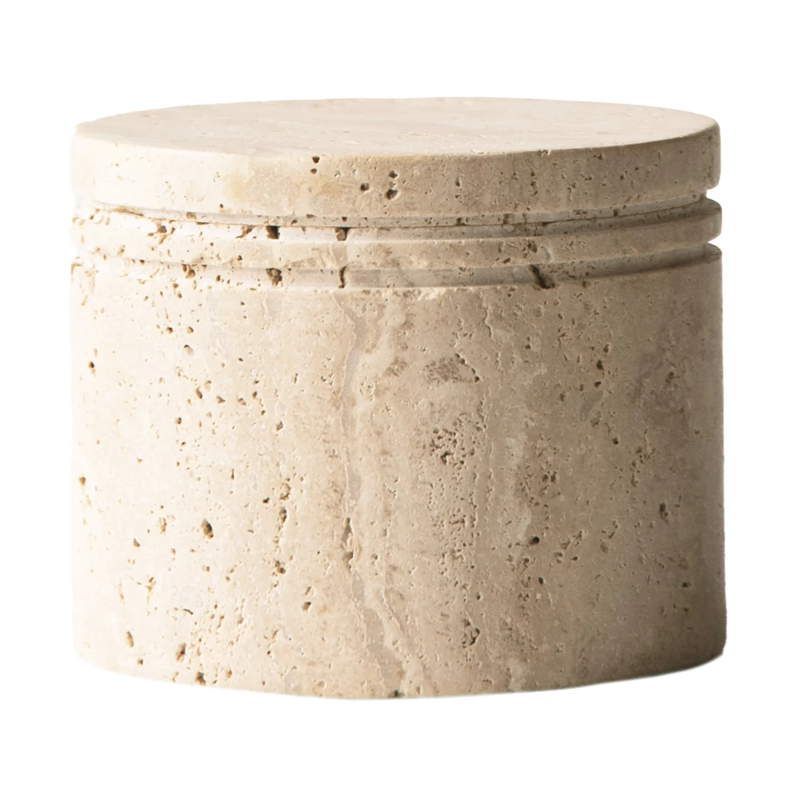Travertine jar with lid, Ø13 cm Tell Me More