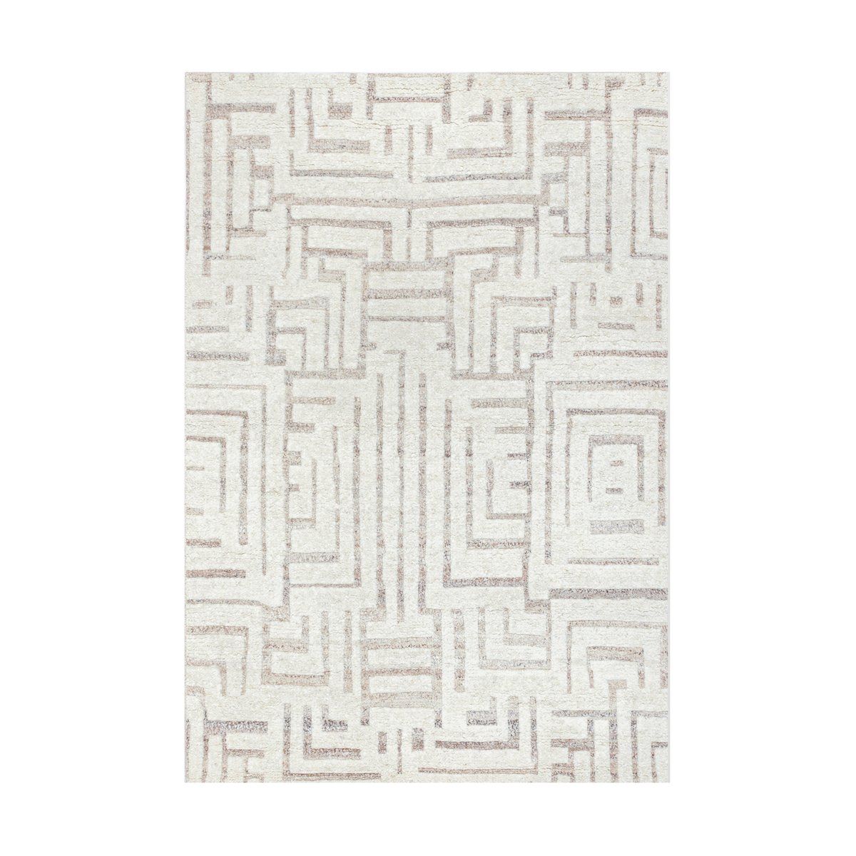 Tell Me More Viby wool rug Ivory-brown, 170x240 cm | Scandinavian Design | Fringe & Deep pile rugs | White