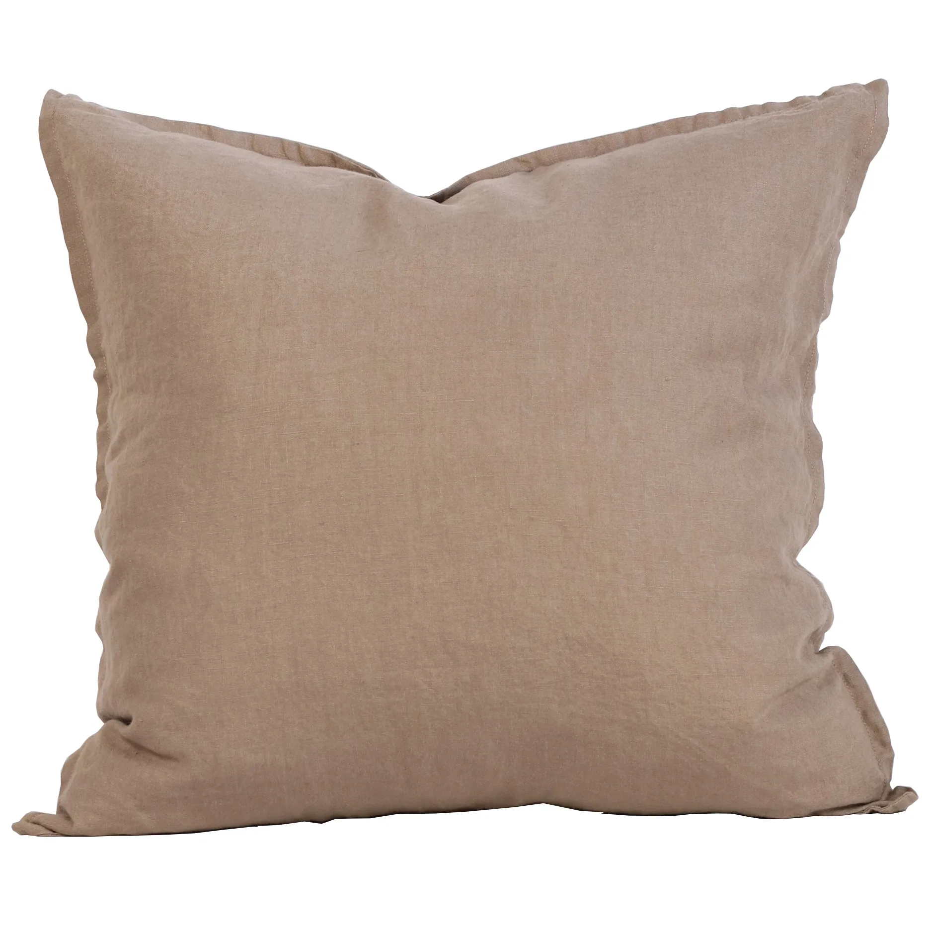 Washed linen cushion cover 50x50 cm, chestnut (beige) Tell Me More