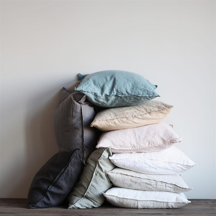 Washed linen cushion cover 50x50 cm, dark grey Tell Me More