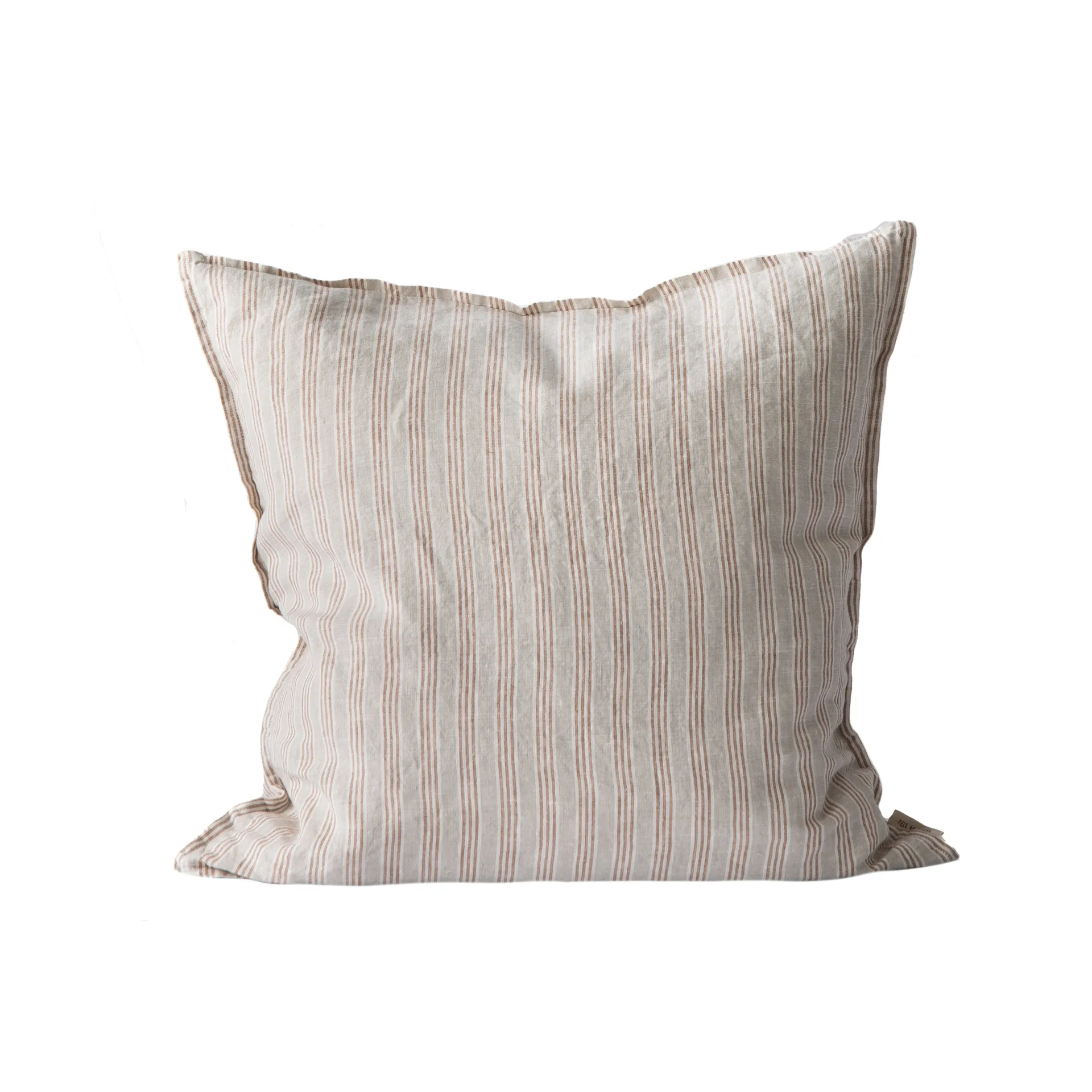 Washed linen cushion cover 50x50 cm, Hazelnut stripe Tell Me More