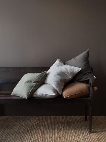 Washed linen cushion cover 50x50 cm - Hazelnut stripe - Tell Me More