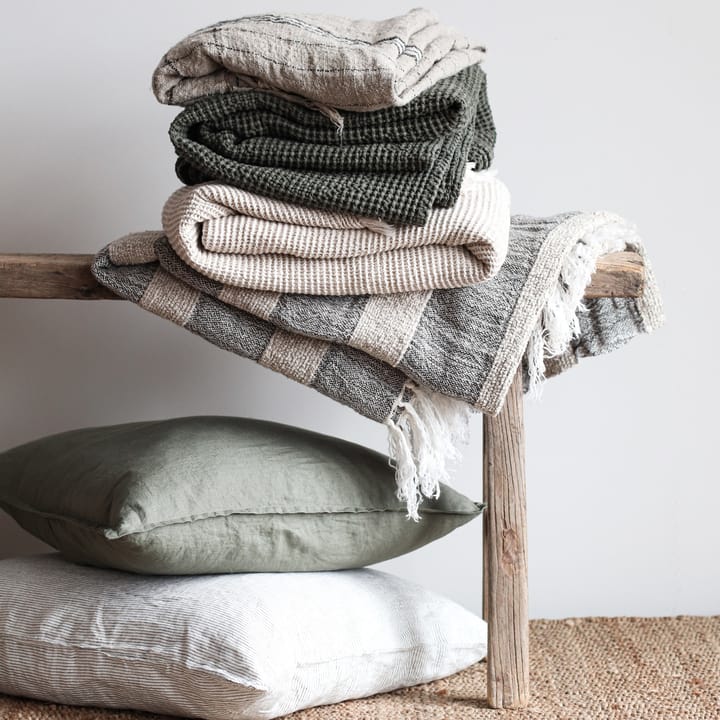 Washed linen cushion cover 50x50 cm, khaki (green) Tell Me More