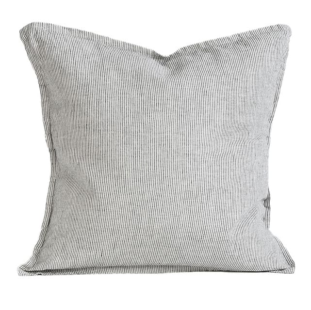 Washed linen cushion cover 50x50 cm - pinstripe (black-white) - Tell Me More