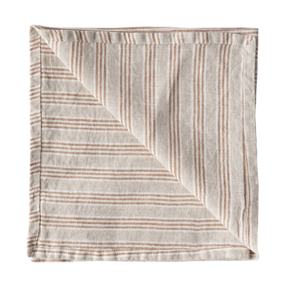 Tell Me More Washed linen napkin Hazelnut stripe | Scandinavian Design | Linen & cotton napkins | Brown