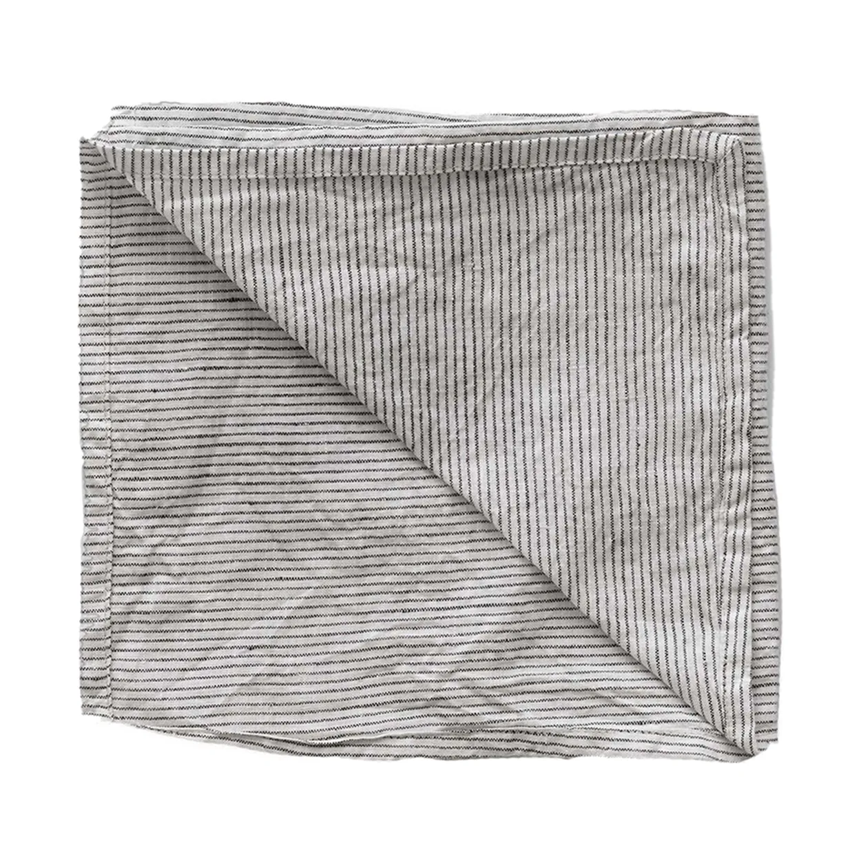 Tell Me More Washed linen napkin Pinstripe | Scandinavian Design | Linen & cotton napkins | Black