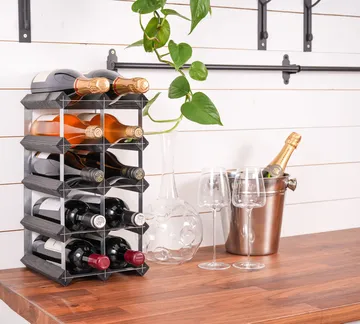 The Swedish Wine Rack Factory wine rack assembled - 12 bottles-black pine - The Swedish Wine Rack Factory