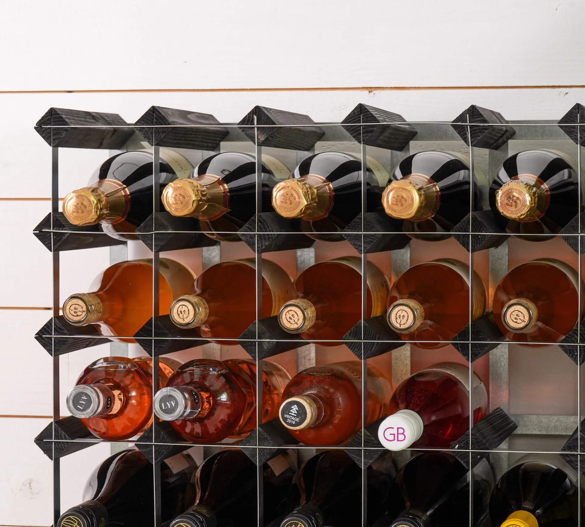 The Swedish Wine Rack Factory wine rack assembled, 16 bottles-black pine The Swedish Wine Rack Factory