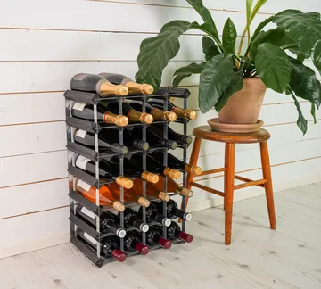 The Swedish Wine Rack Factory wine rack assembled - 30 bottles-black pine - The Swedish Wine Rack Factory