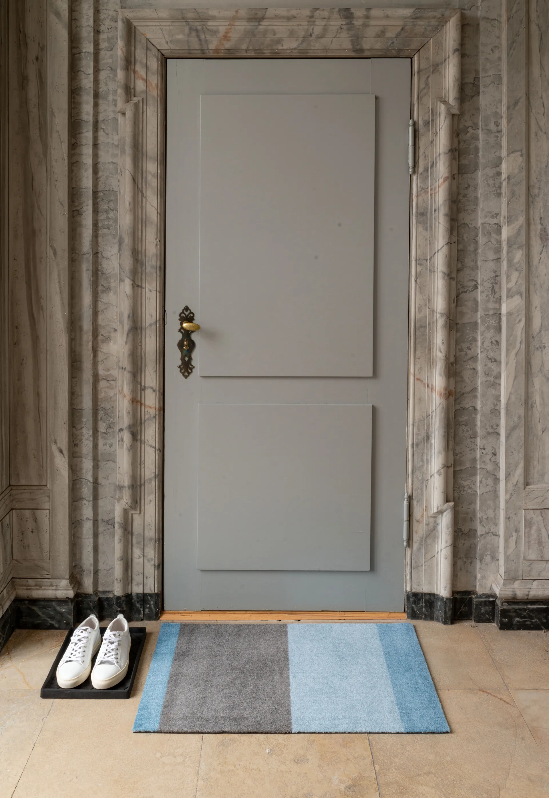 Stripes doormat horizontal, Blue-steel grey. 60x90 cm tica copenhagen