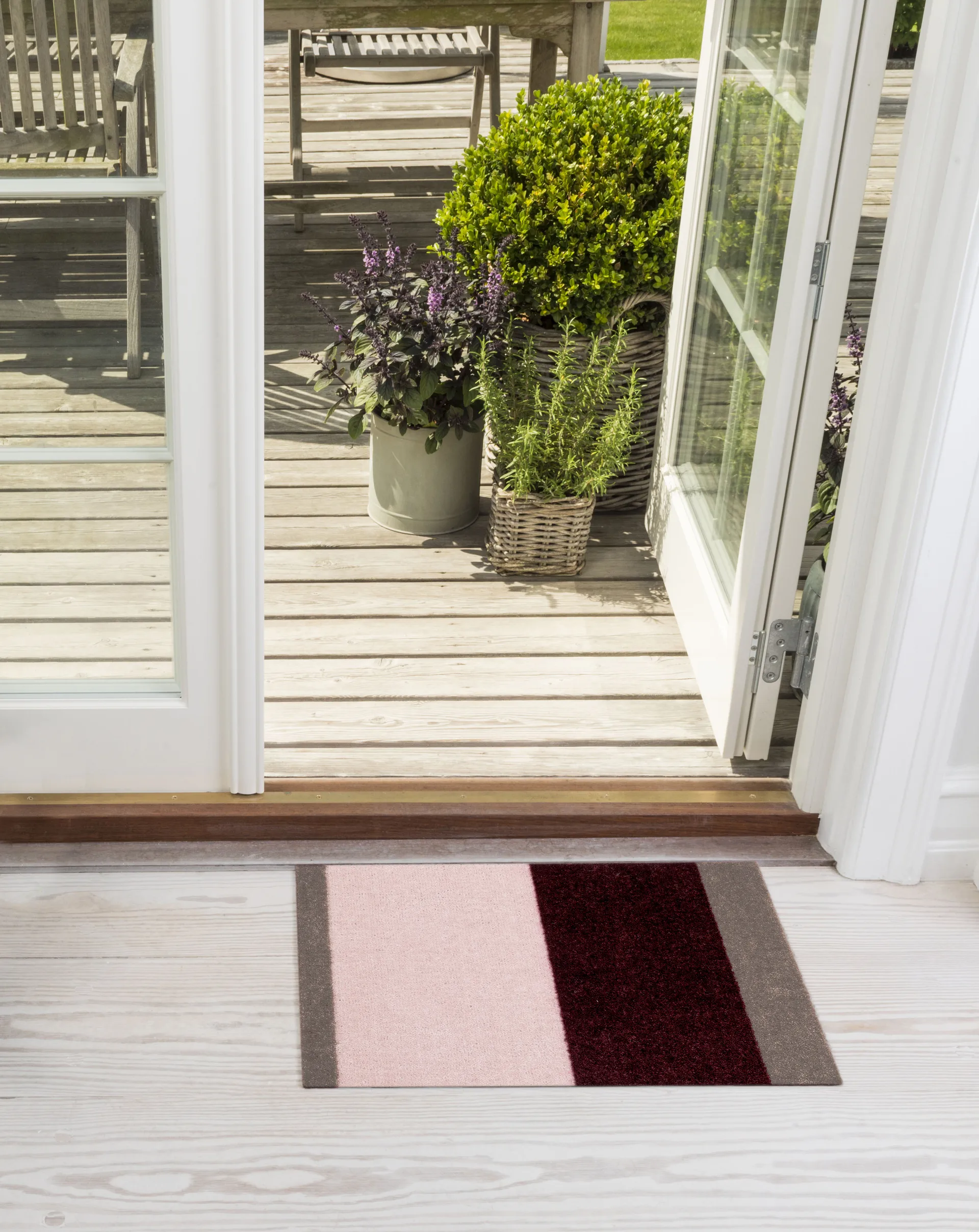 Stripes doormat horizontal, Bordeaux-rose-sand, 40x60 cm tica copenhagen