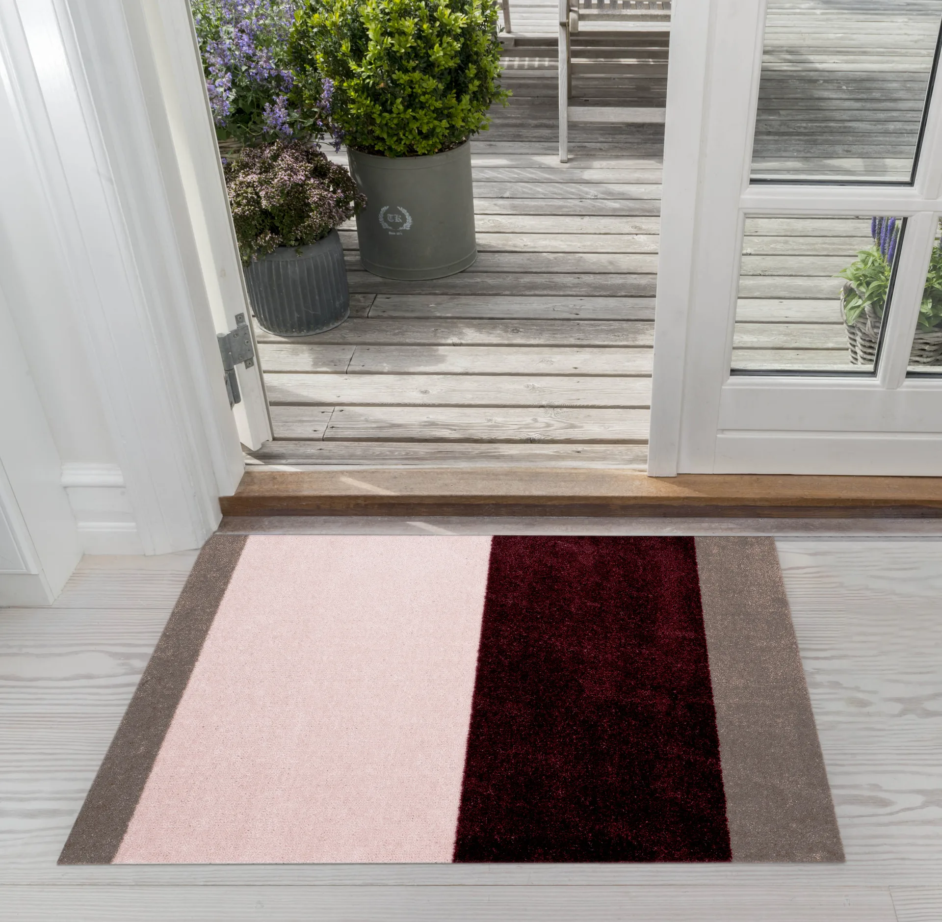 Stripes doormat horizontal, Bordeaux-rose-sand, 60x90 cm tica copenhagen