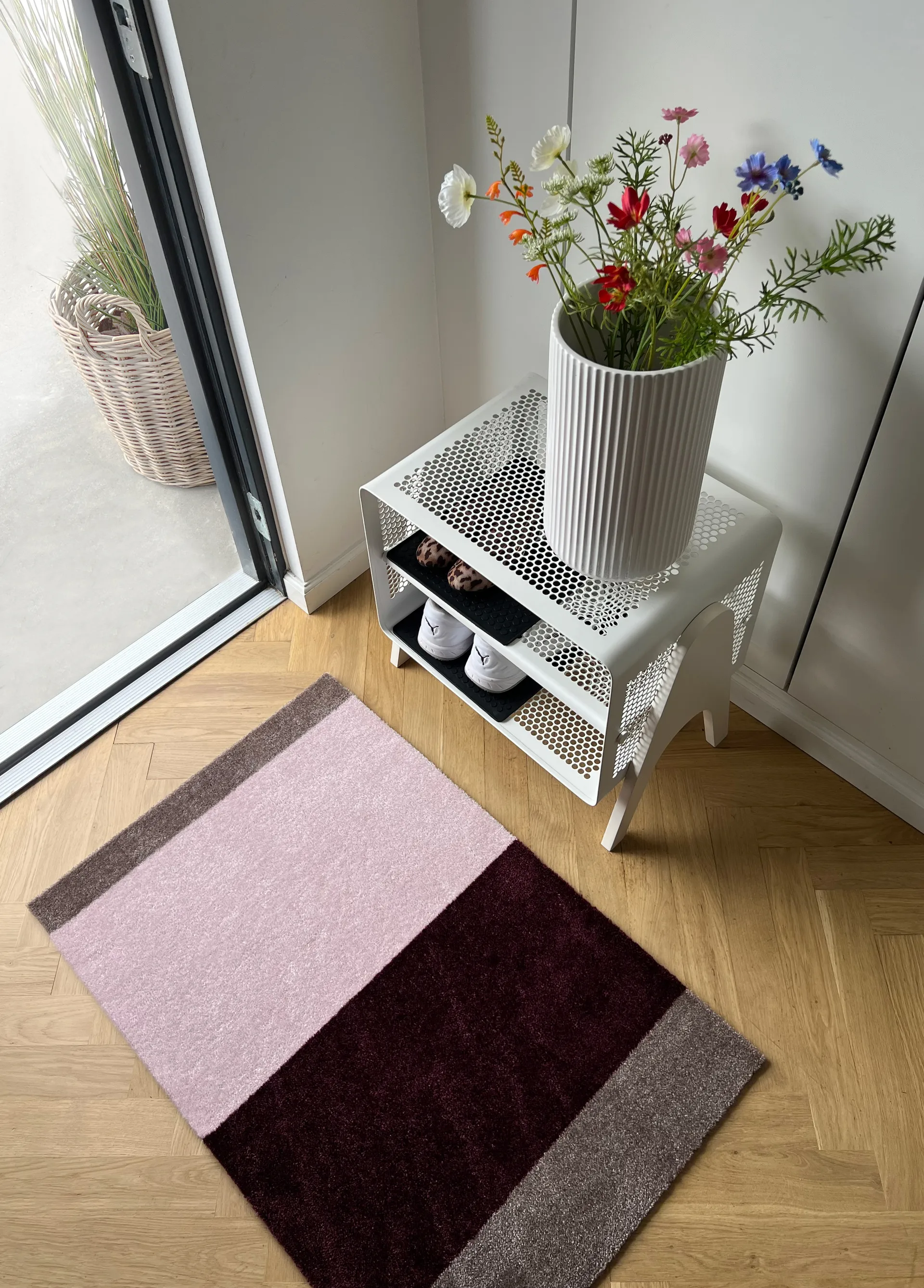Stripes doormat horizontal, Bordeaux-rose-sand, 60x90 cm tica copenhagen