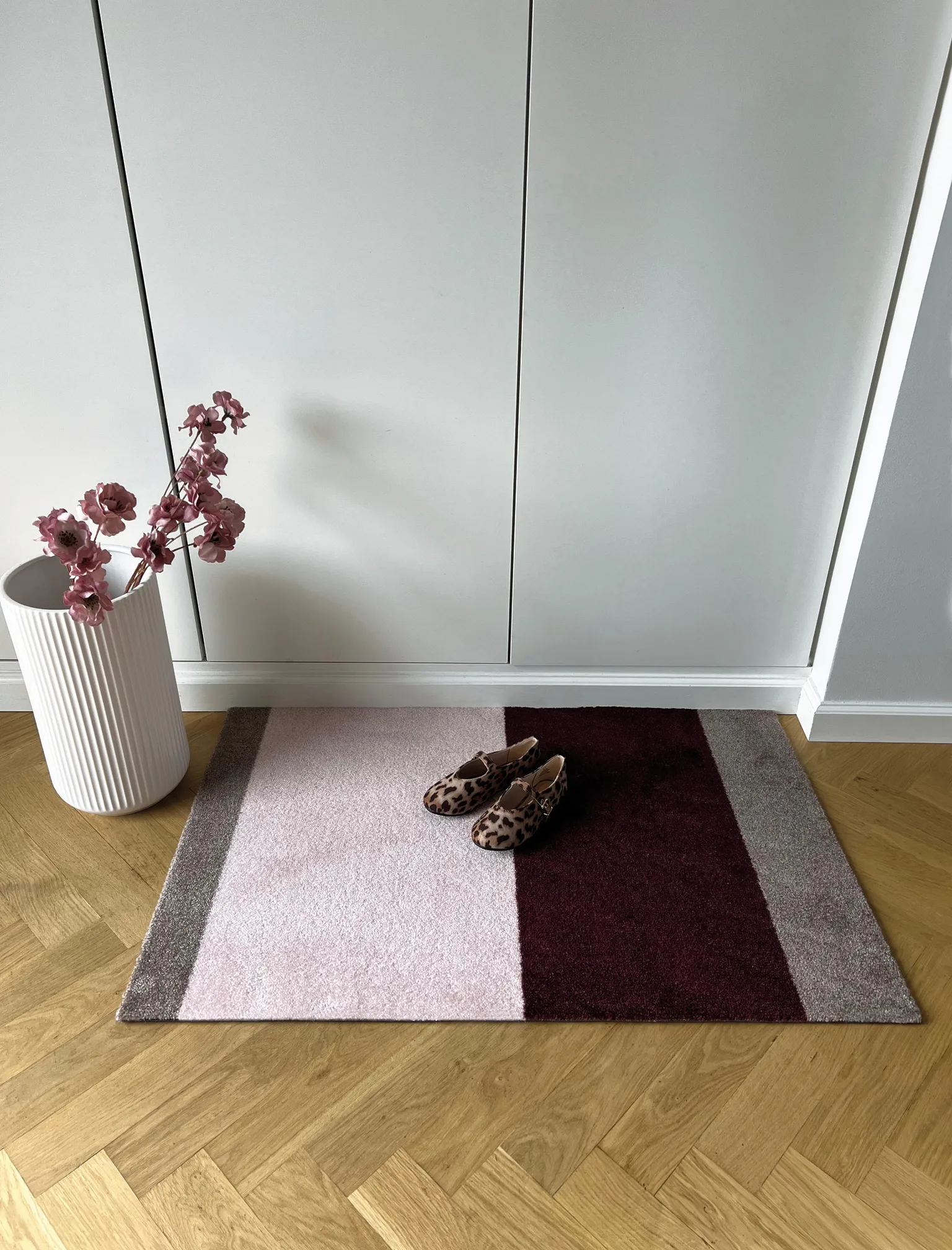 Stripes doormat horizontal, Bordeaux-rose-sand, 60x90 cm tica copenhagen