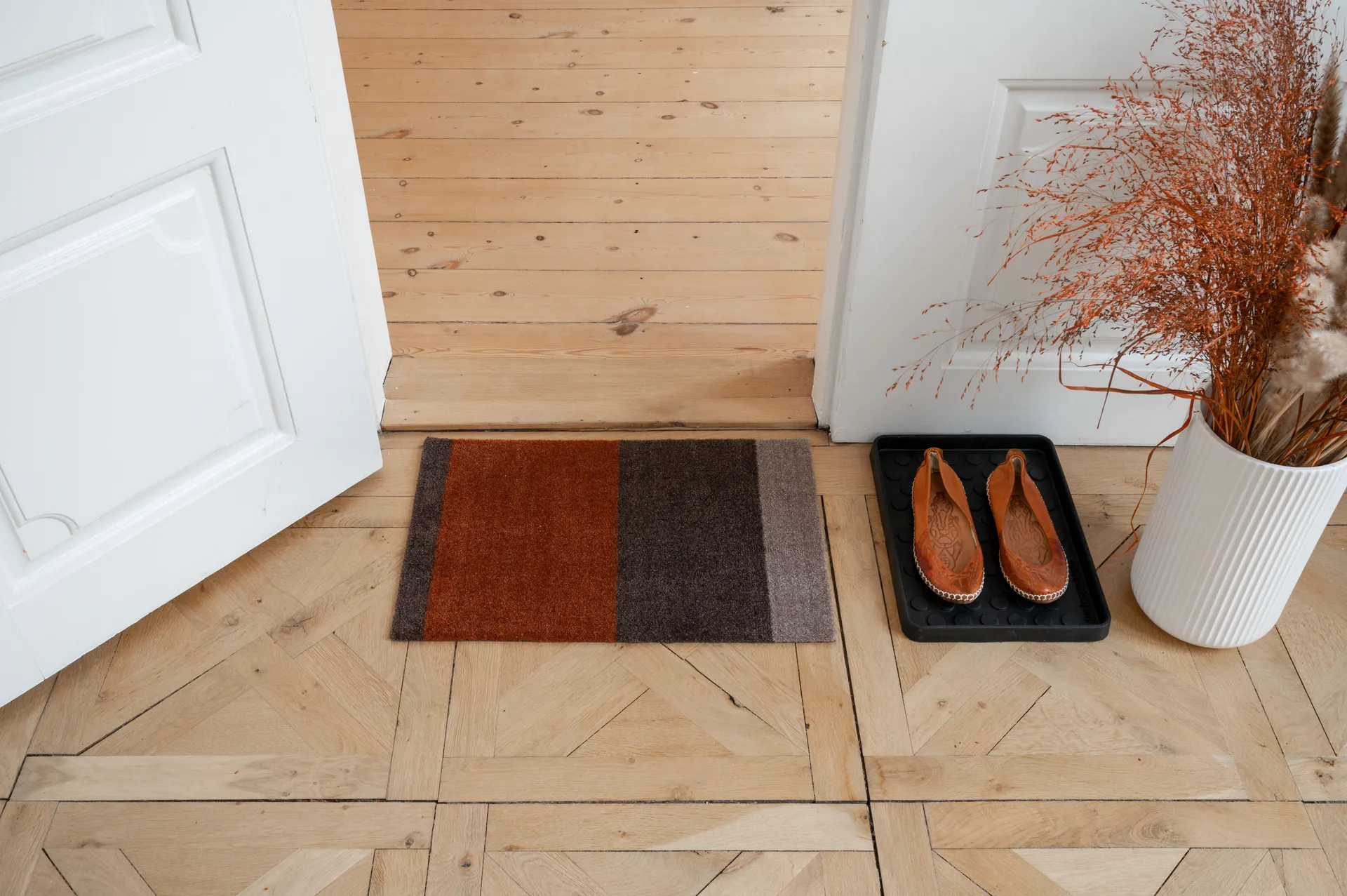 Stripes doormat horizontal, Brown-terracotta. 40x60 cm tica copenhagen