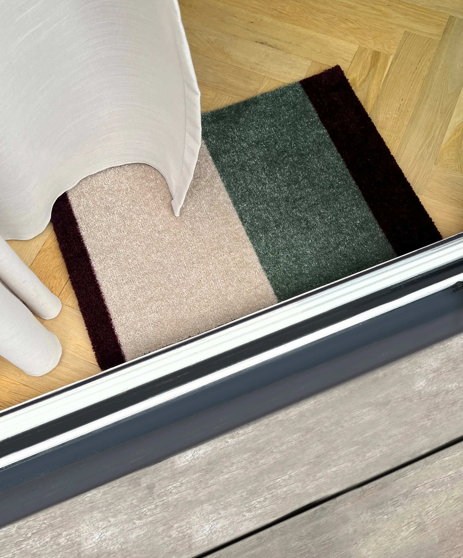 Stripes doormat horizontal, Green-ivory-bordeaux, 40x60 cm tica copenhagen