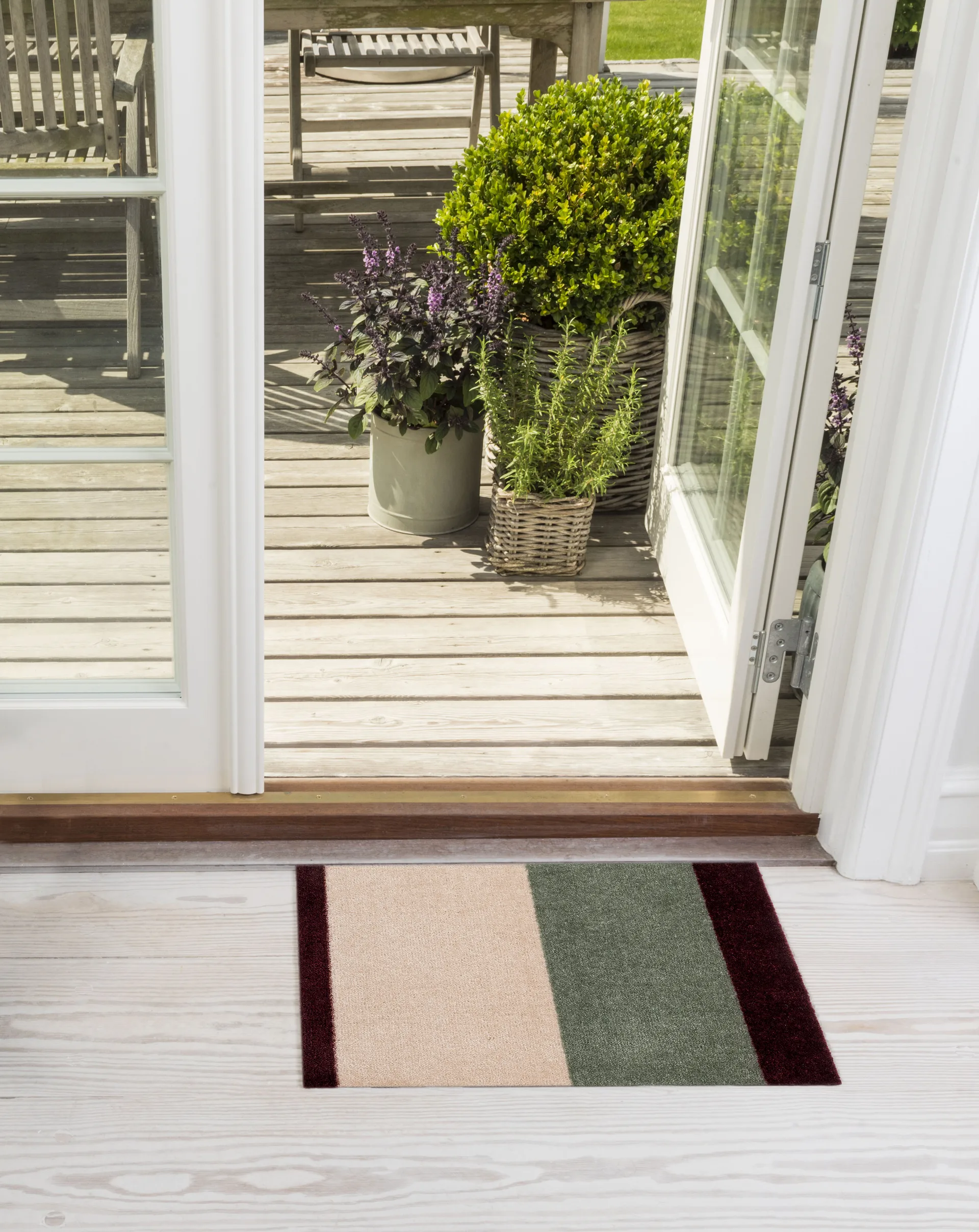 Stripes doormat horizontal, Green-ivory-bordeaux, 40x60 cm tica copenhagen