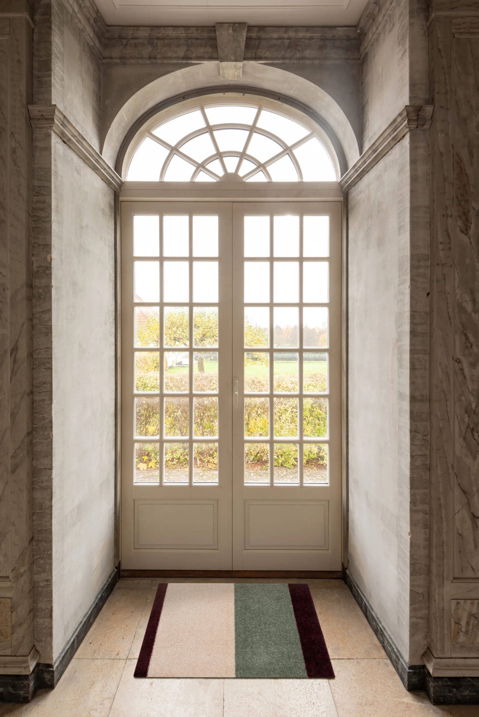 Stripes doormat horizontal, Green-ivory-bordeaux, 60x90 cm tica copenhagen