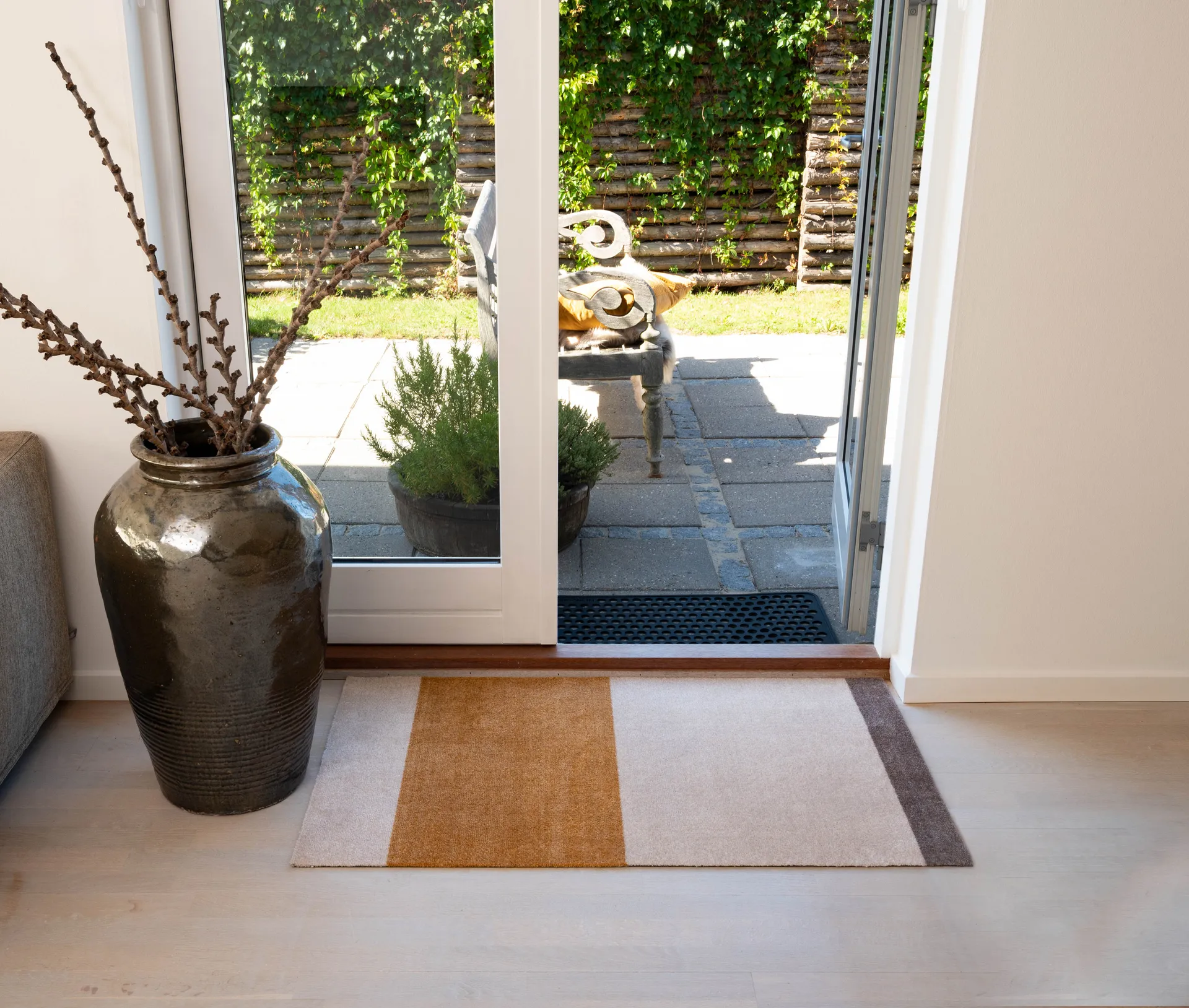 Stripes doormat horizontal, Ivory-dijon-brown. 60x90 cm tica copenhagen