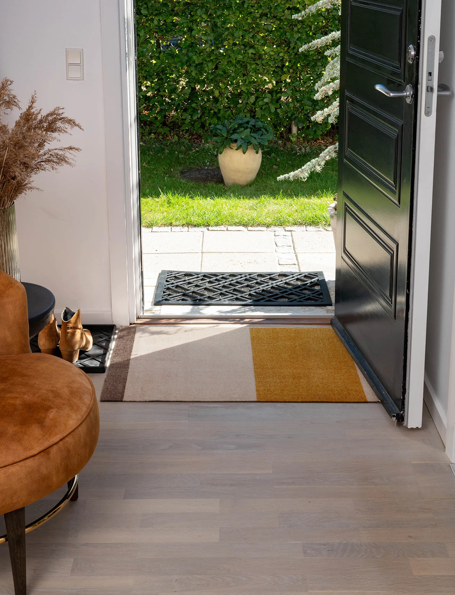 Stripes doormat horizontal, Ivory-dijon-brown. 60x90 cm tica copenhagen