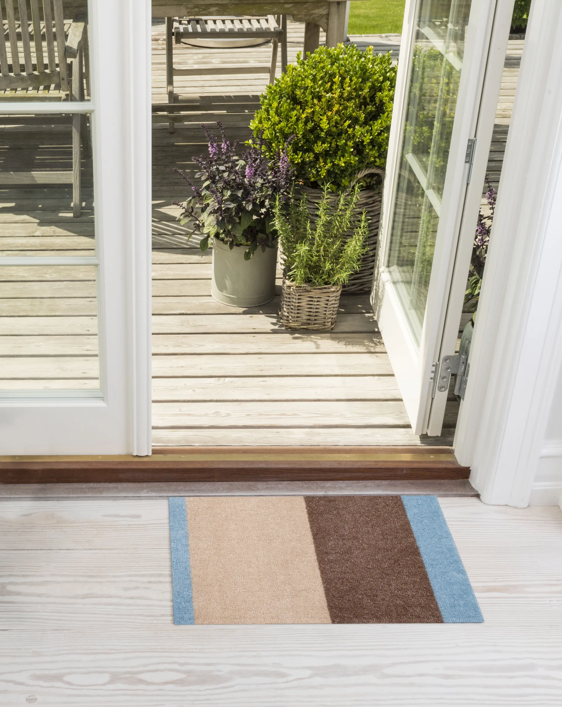 Stripes doormat horizontal, Ivory-sand-blue, 40x60 cm tica copenhagen