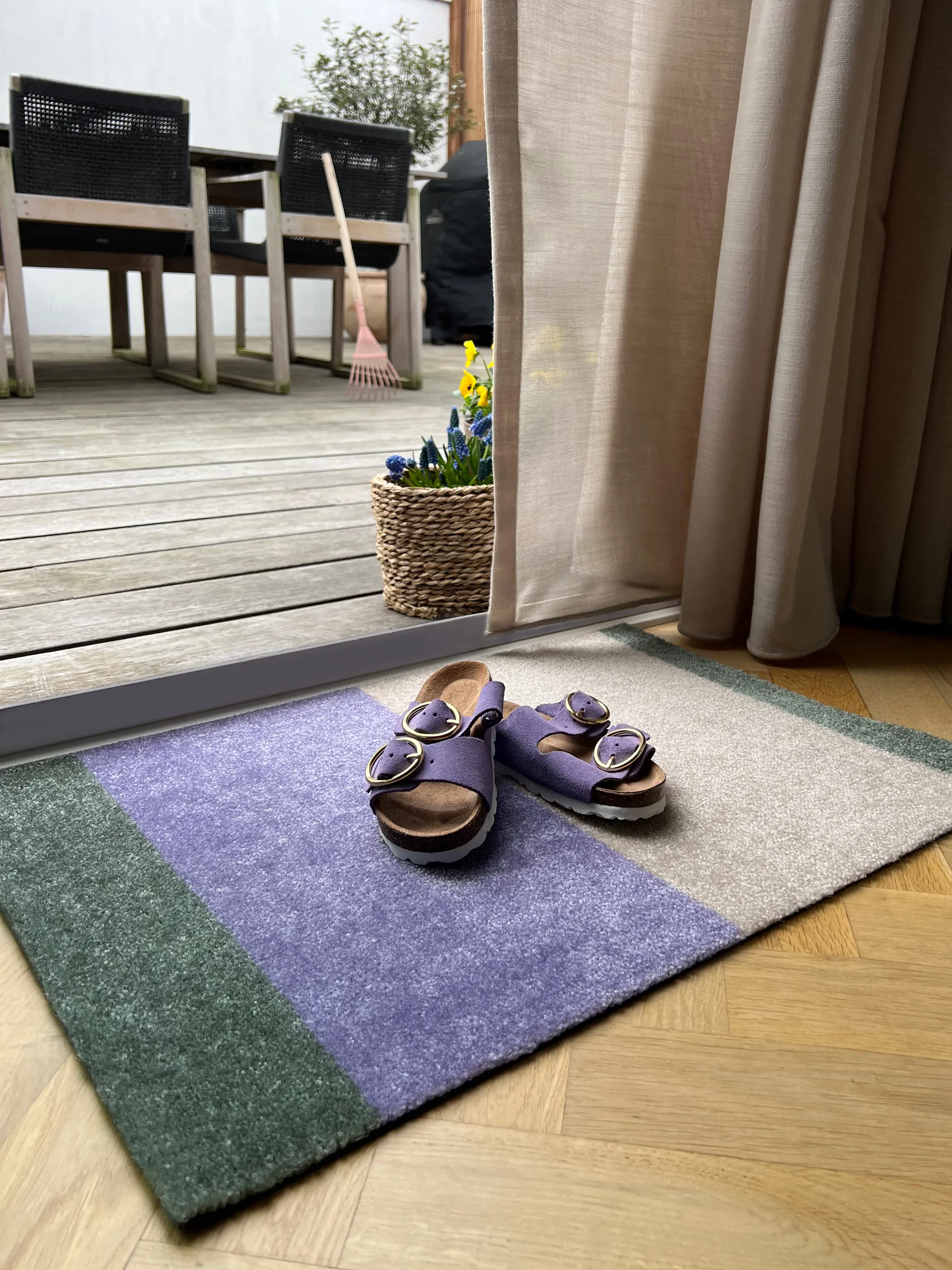 Stripes doormat horizontal, Lilac-ivory-green, 40x60 cm tica copenhagen