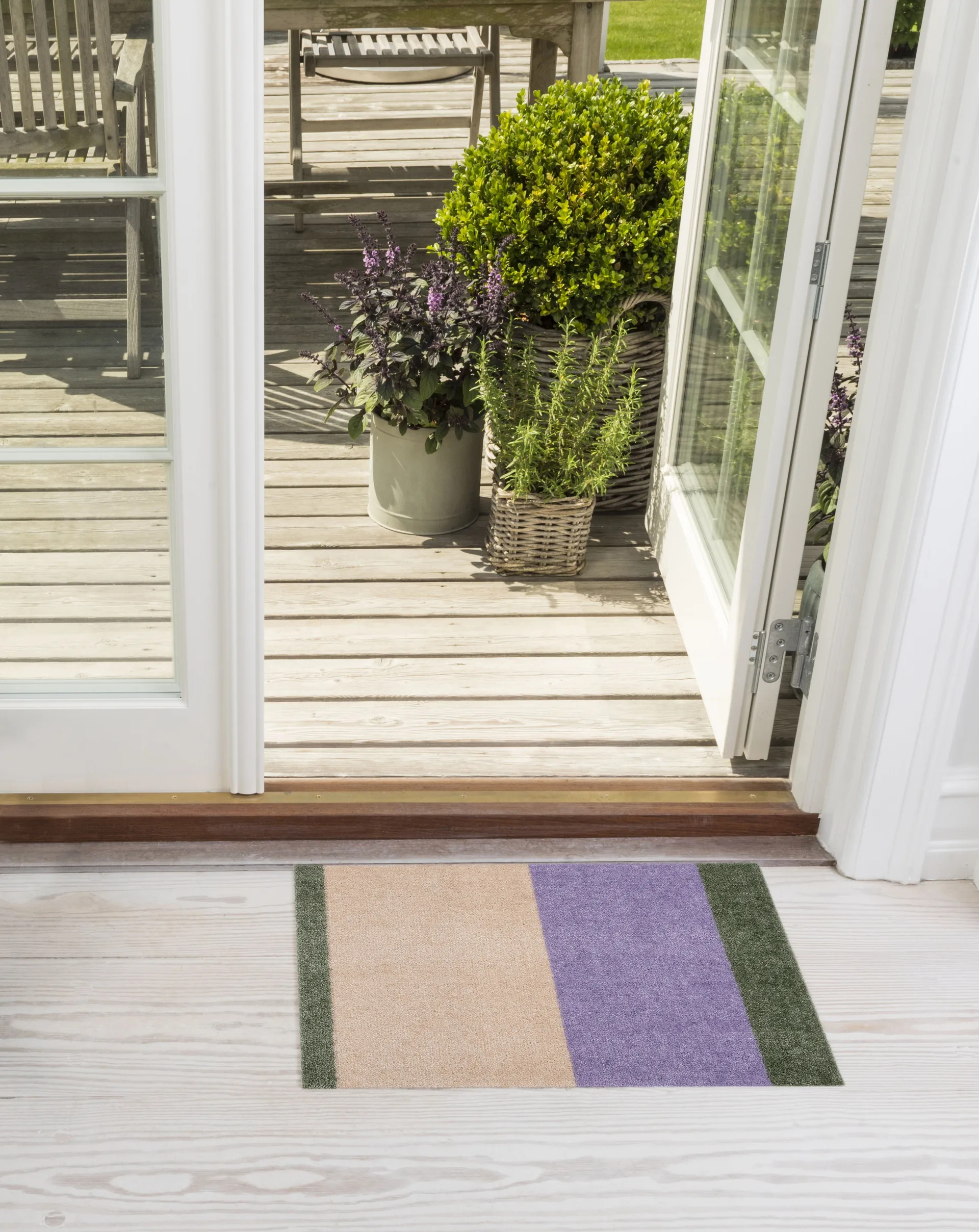 Stripes doormat horizontal, Lilac-ivory-green, 40x60 cm tica copenhagen