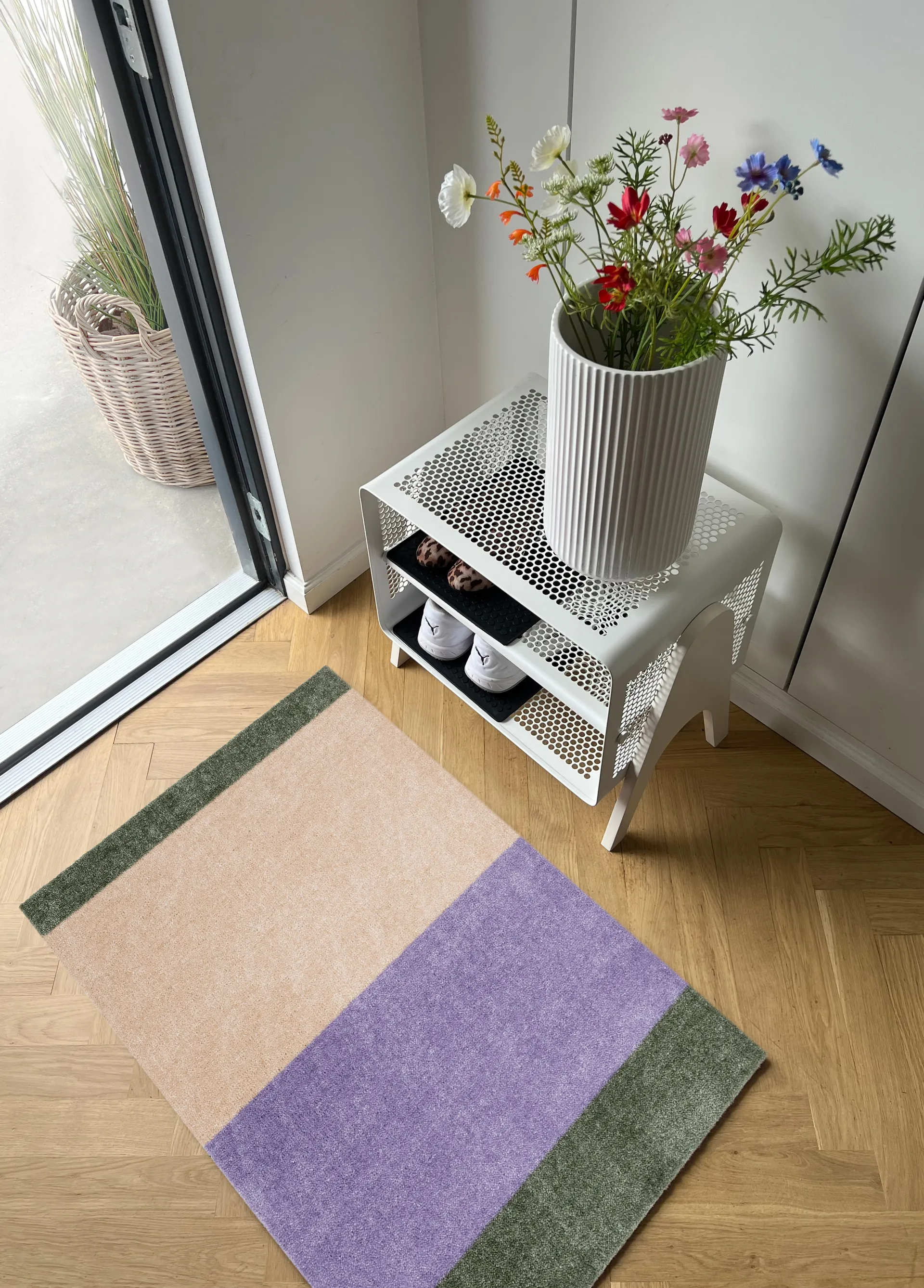Stripes doormat horizontal, Lilac-ivory-green, 60x90 cm tica copenhagen