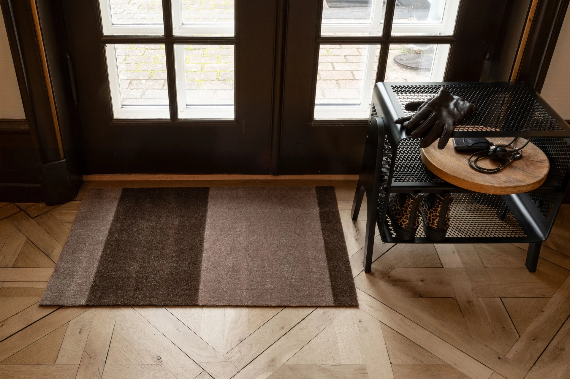 Stripes doormat horizontal, Sand-brown. 60x90 cm tica copenhagen