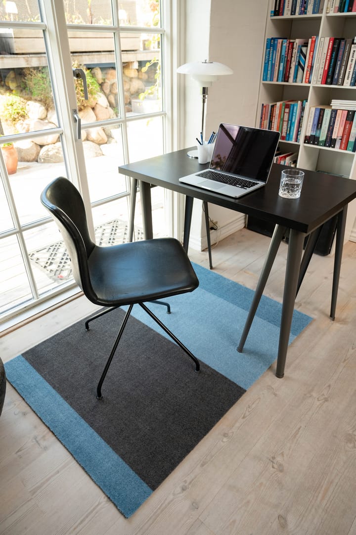 Stripes hallway rug horizontal, Blue-steel grey. 90x130 cm tica copenhagen