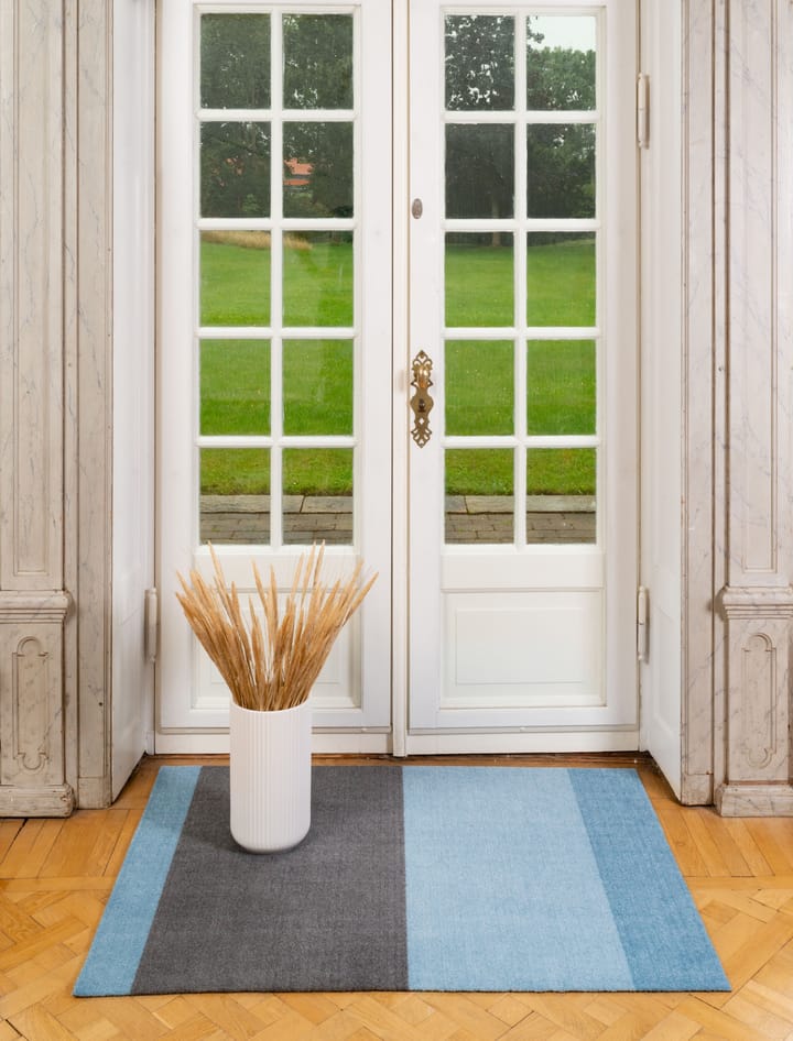 Stripes hallway rug horizontal, Blue-steel grey. 90x130 cm tica copenhagen