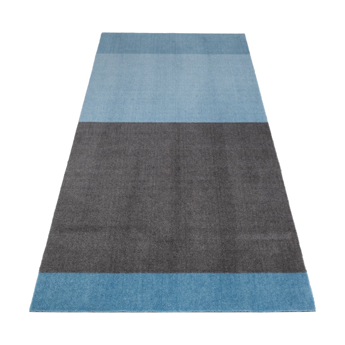 tica copenhagen Stripes hallway rug horizontal Blue-steel grey. 90x200 cm