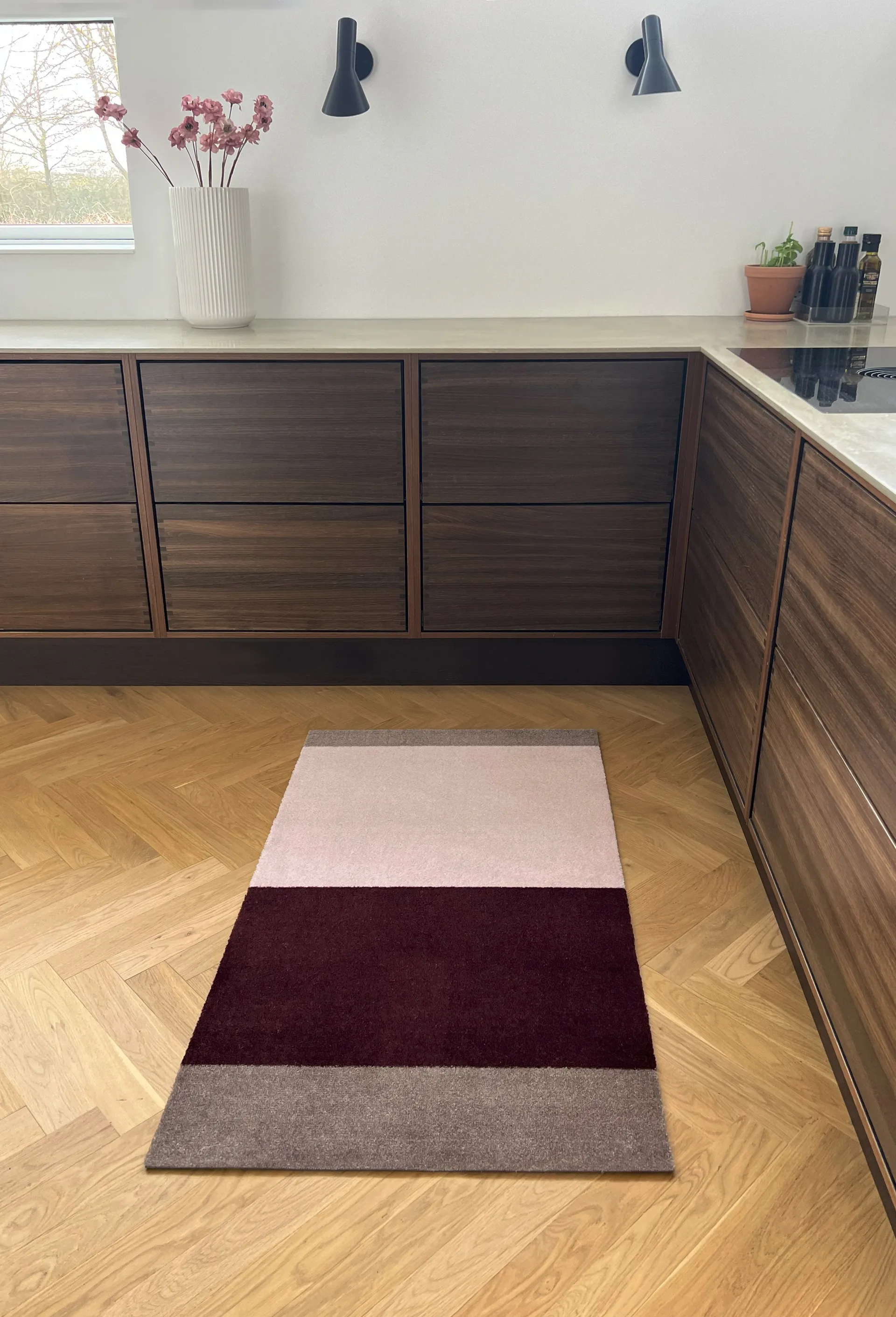 Stripes hallway rug horizontal, Bordeaux-rose-sand, 67x120 cm tica copenhagen