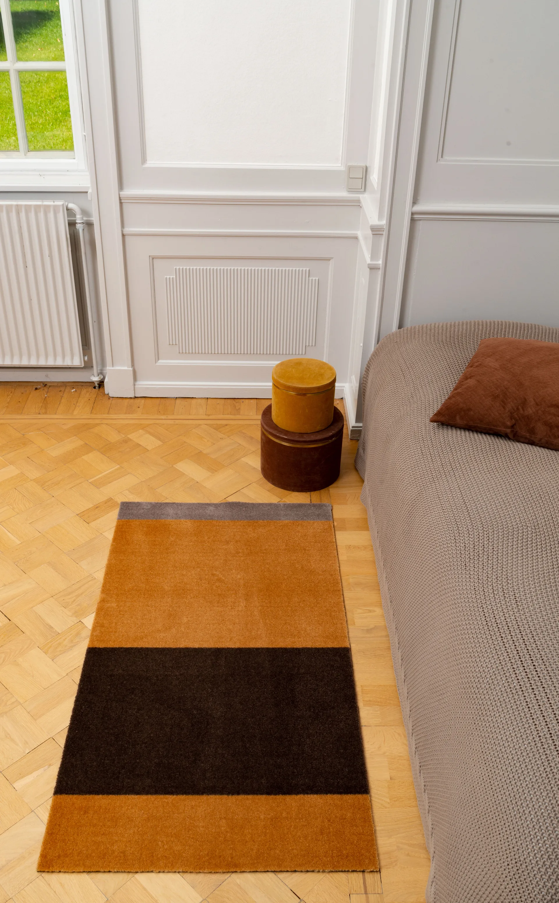 Stripes hallway rug horizontal, Dijon-brown-sand. 67x120 cm tica copenhagen