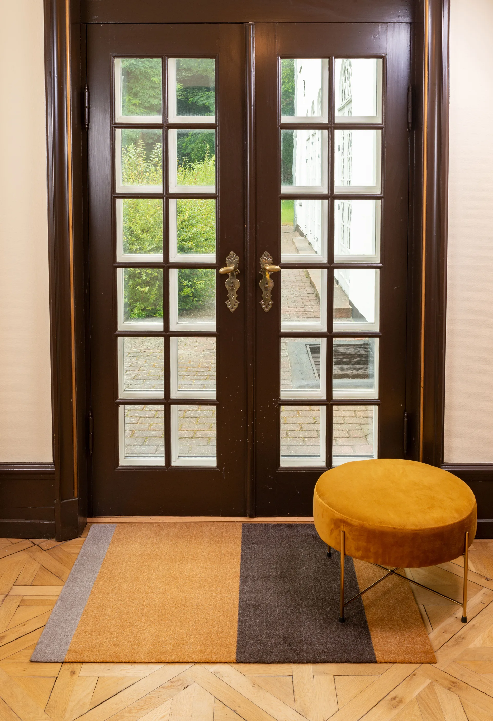 Stripes hallway rug horizontal, Dijon-brown-sand. 90x130 cm tica copenhagen