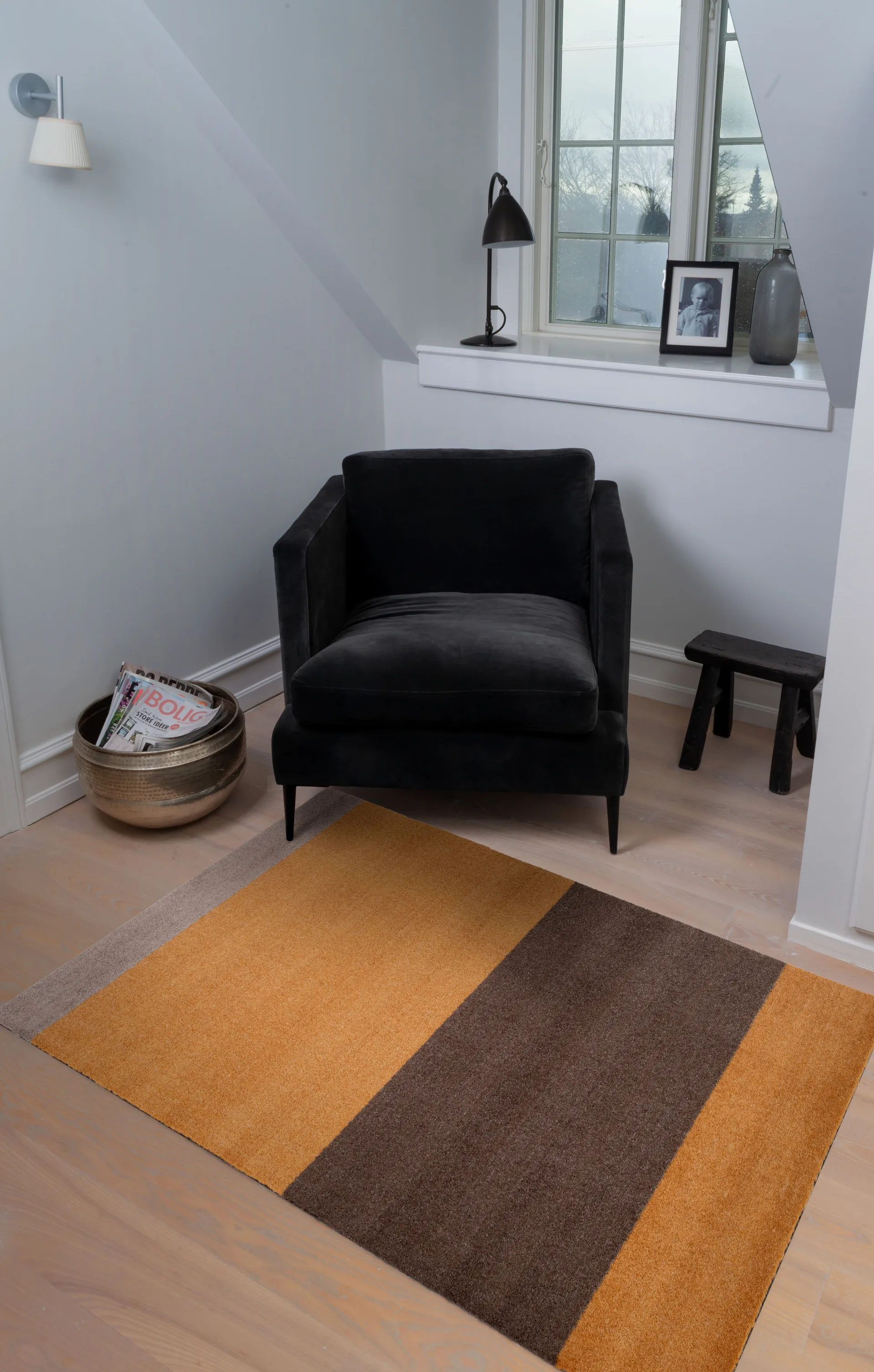 Stripes hallway rug horizontal, Dijon-brown-sand. 90x130 cm tica copenhagen