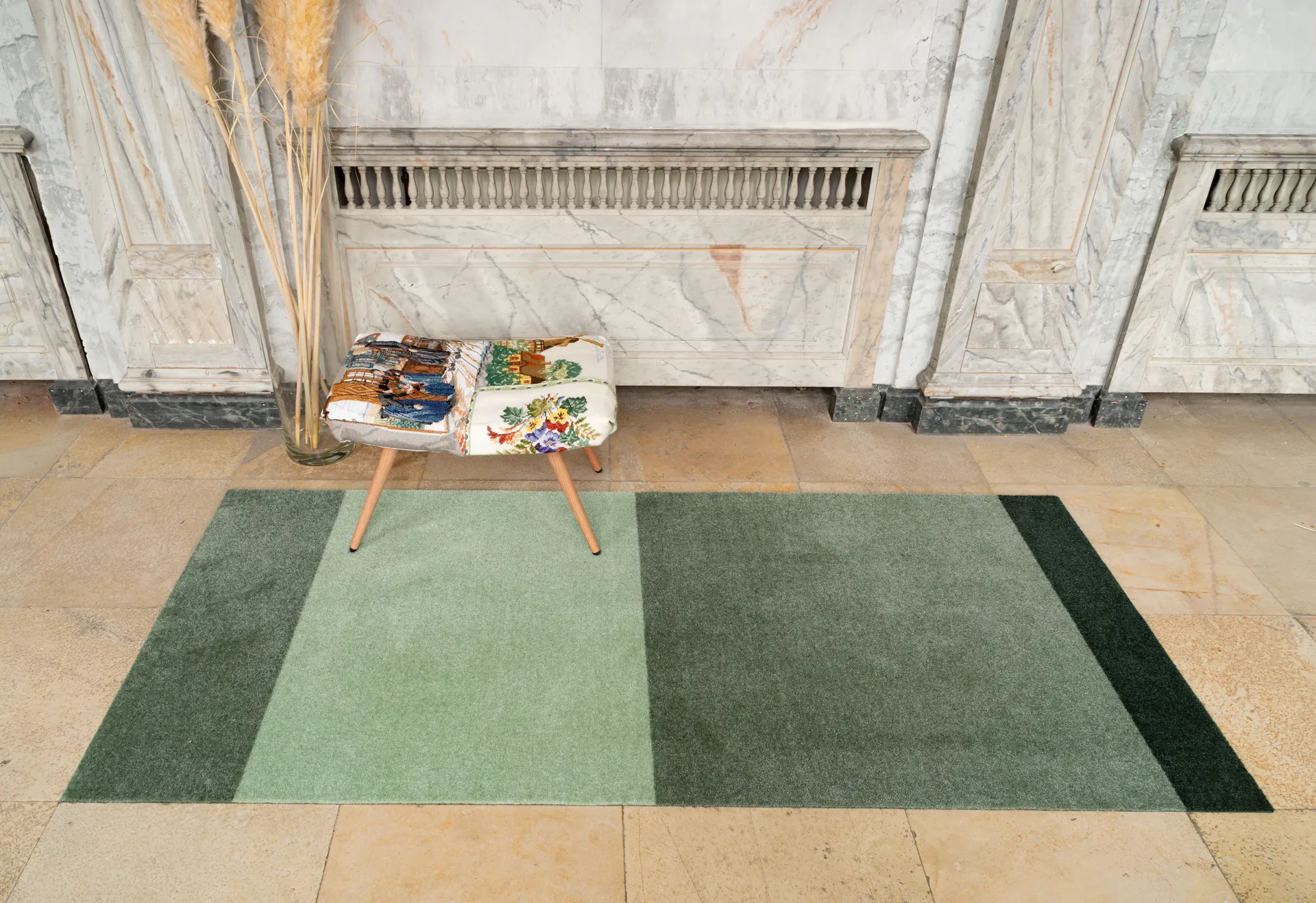 Stripes hallway rug horizontal, Green. 90x200 cm tica copenhagen