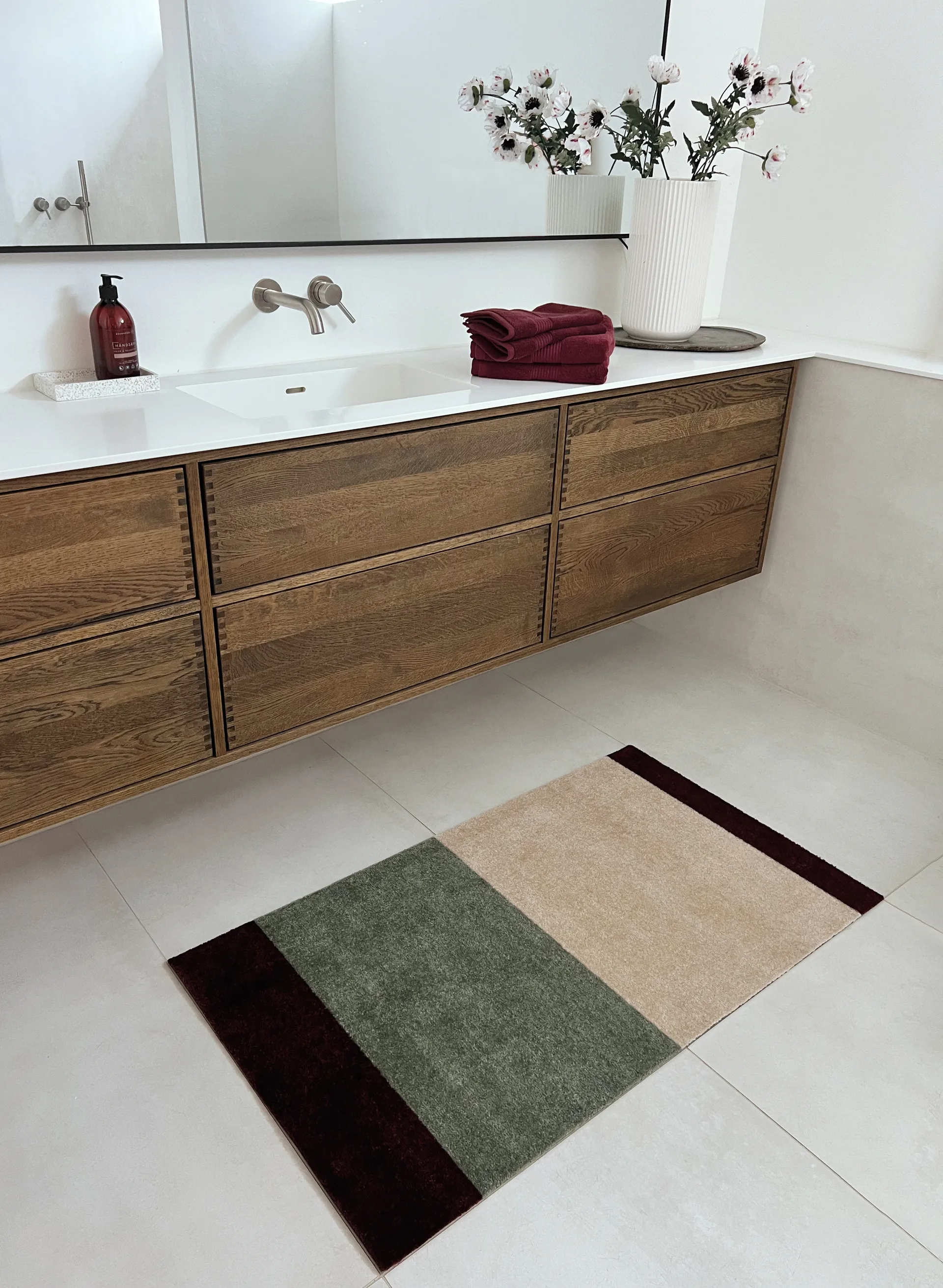 Stripes hallway rug horizontal, Green-ivory-bordeaux, 67x120 cm tica copenhagen