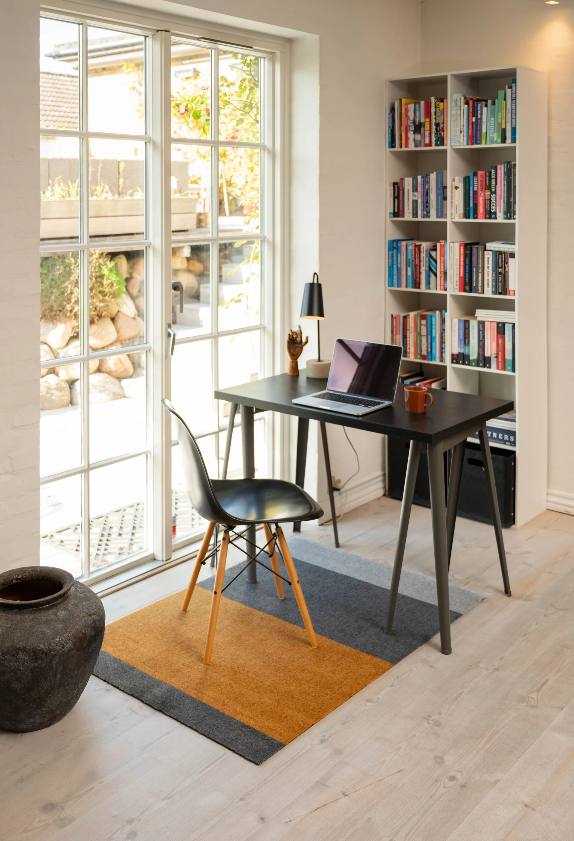 Stripes hallway rug horizontal, Grey-grey-dijon. 90x130 cm tica copenhagen