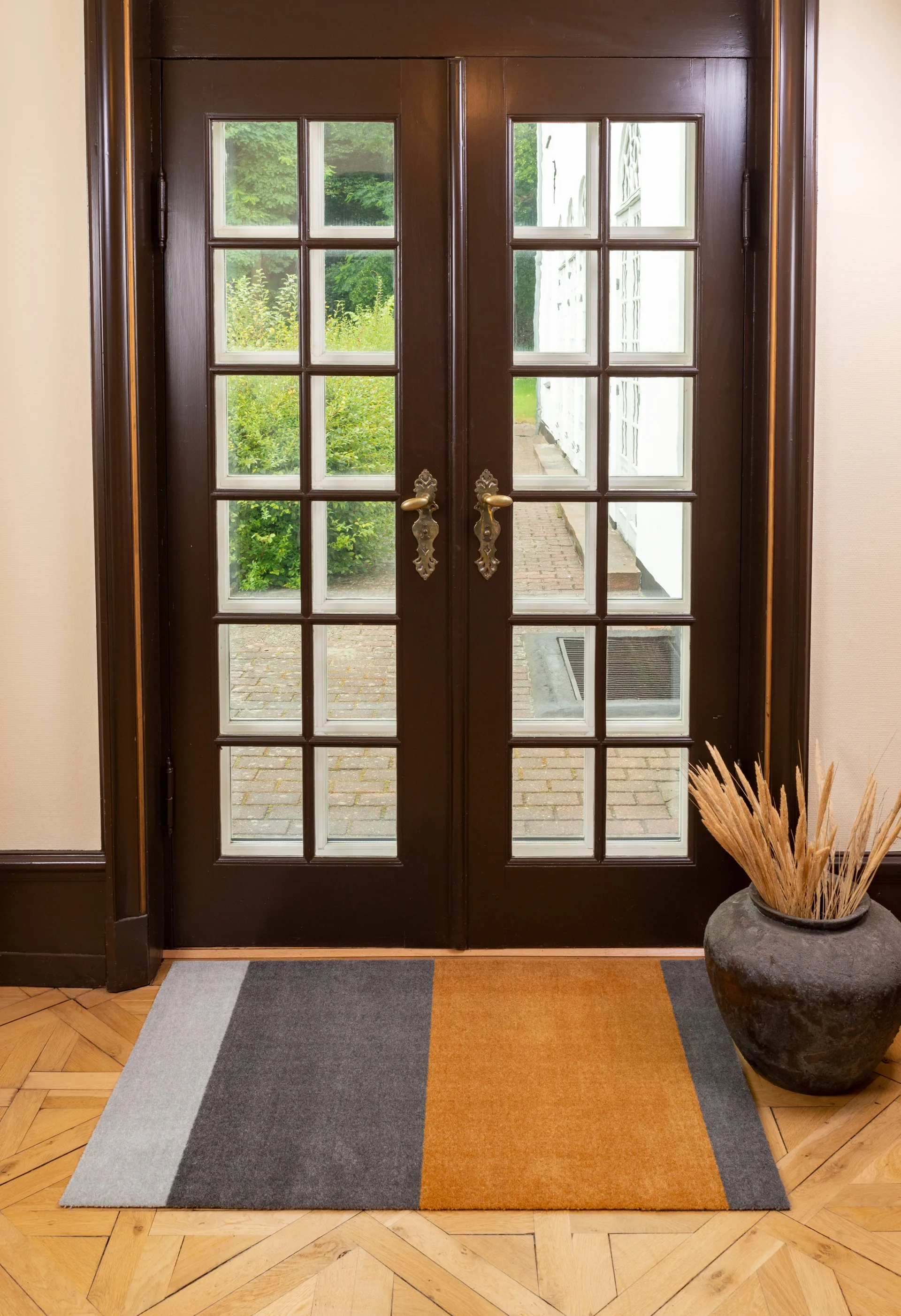 Stripes hallway rug horizontal, Grey-grey-dijon. 90x130 cm tica copenhagen