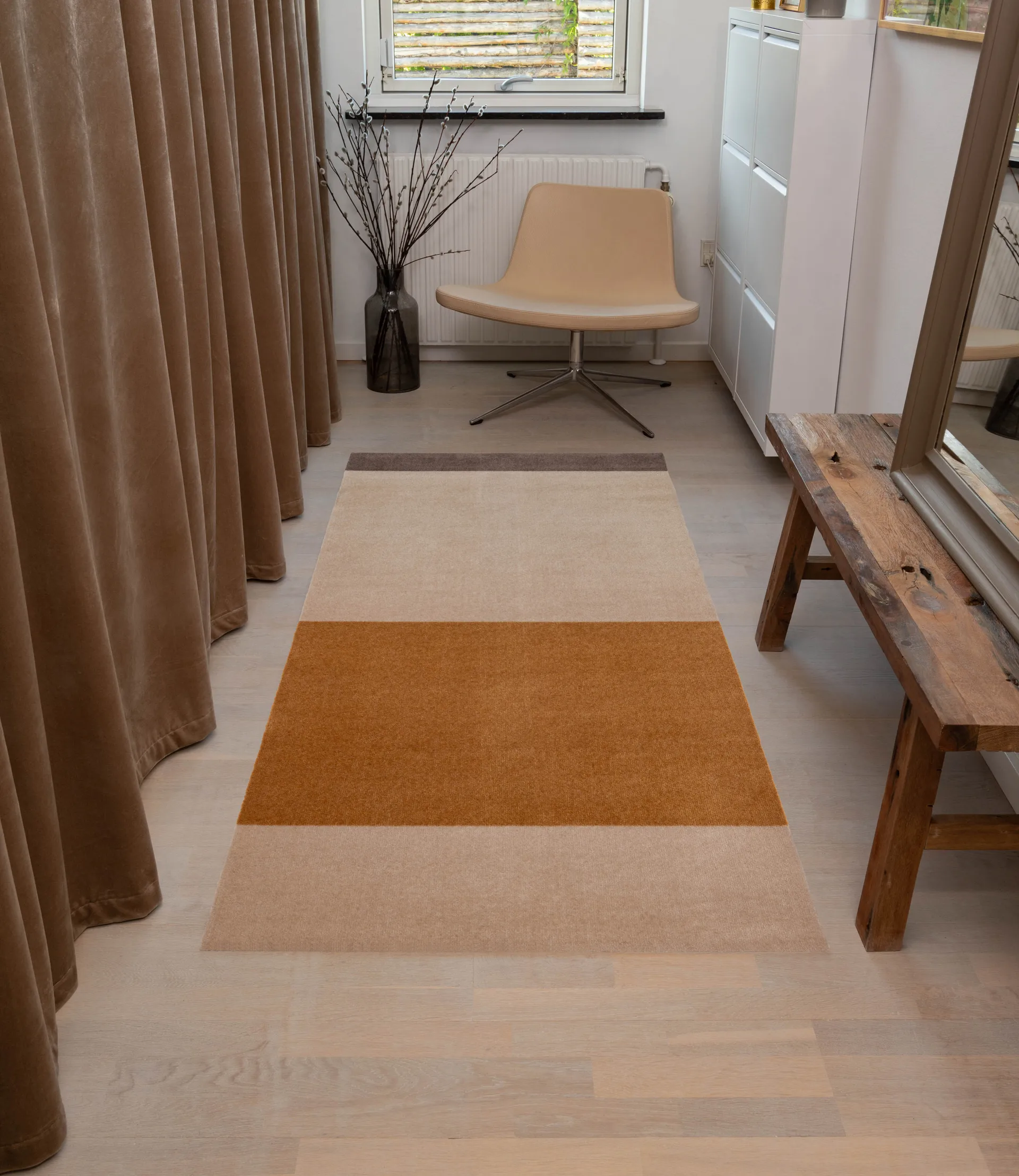 Stripes hallway rug horizontal, Ivory-dijon-brown. 90x200 cm tica copenhagen