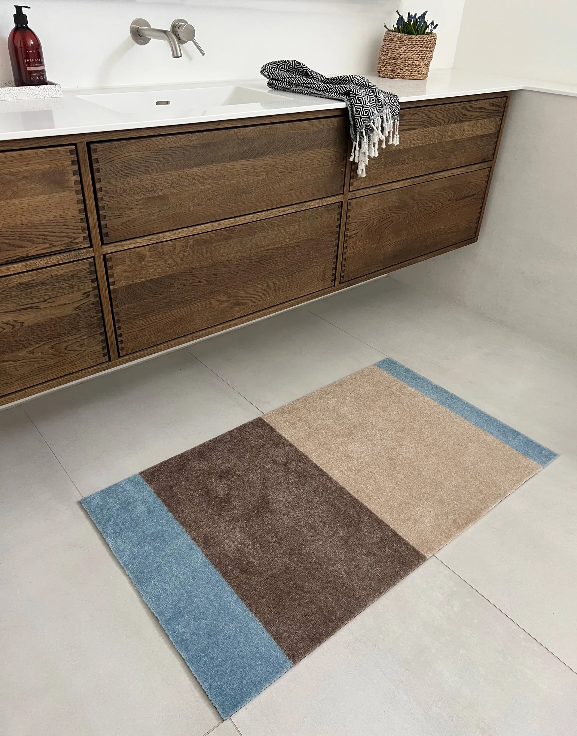 Stripes hallway rug horizontal, Ivory-sand-blue, 67x120 cm tica copenhagen