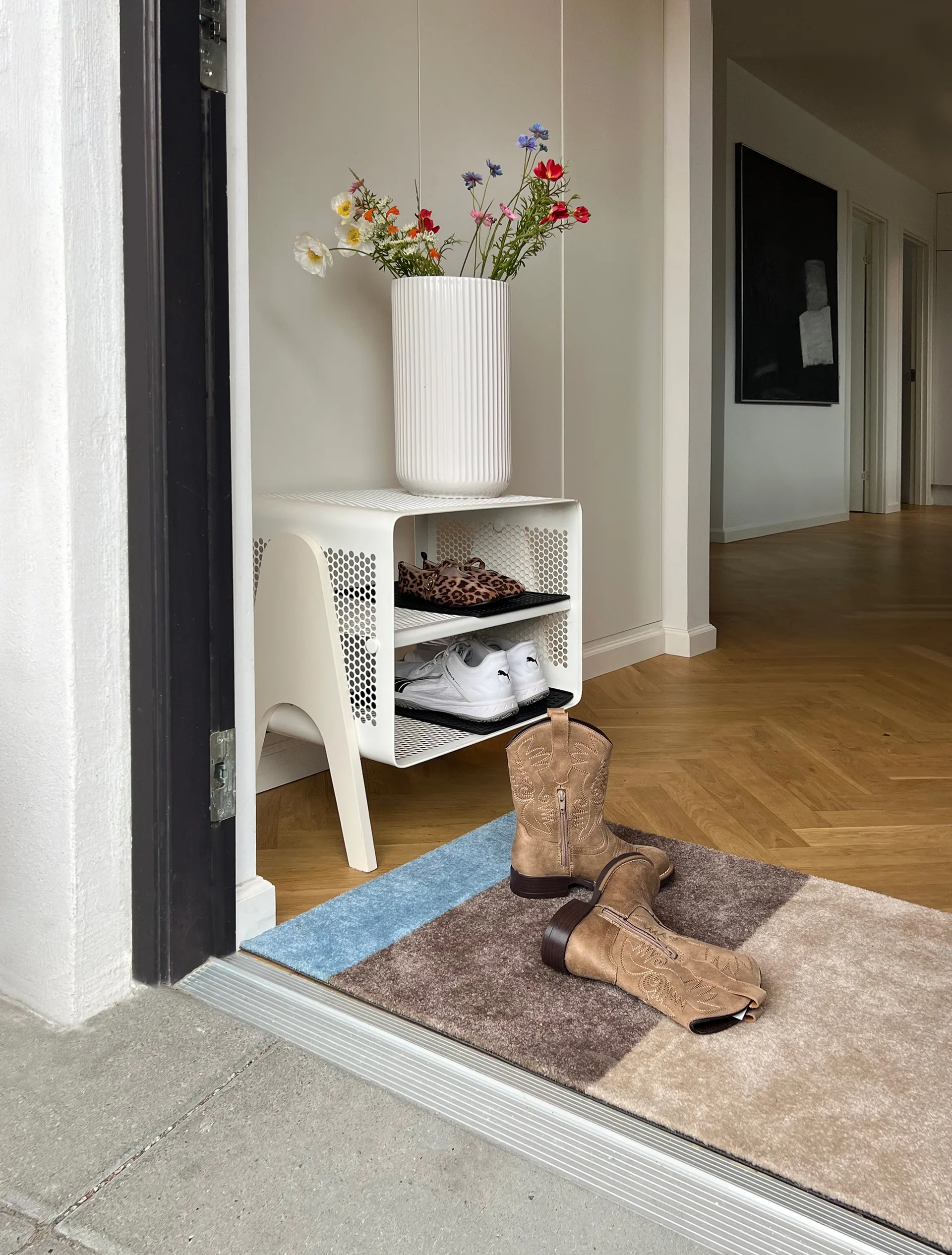 Stripes hallway rug horizontal, Ivory-sand-blue, 67x120 cm tica copenhagen